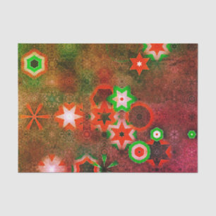 Whimsical Green Red Snowflake Mandala Starry Cool Tissue Paper