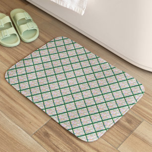 Whimsical Green Rhombus Abstract  Bath Mat