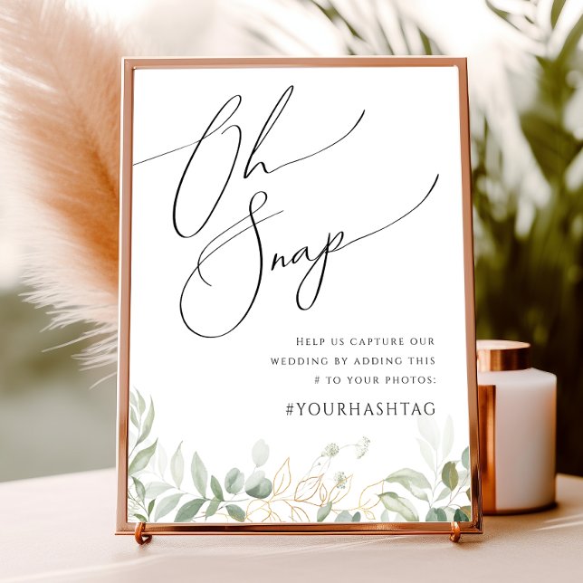 Whimsical Greenery and Gold | Oh Snap Hashtag Poster (Creator Uploaded)