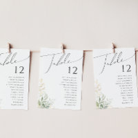 Whimsical Greenery and Gold | Table Number Chart