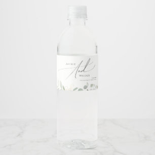 Whimsical Greenery and Gold   Water Bottle Label