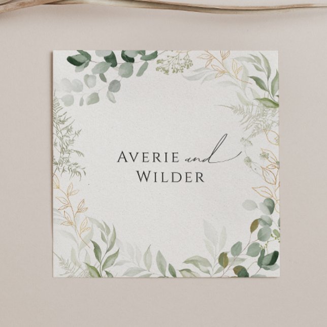 Whimsical Greenery and Gold | Wedding Napkins (Creator Uploaded)
