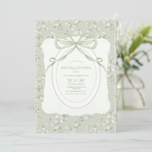 Whimsical Greenery Floral Vintage Bridal Shower Invitation