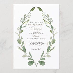 Whimsical Greenery Retirement Party Invite