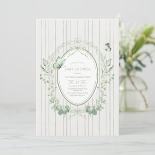 Whimsical Greenery Vintage Baby Shower Invitation