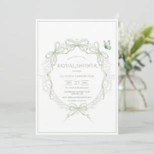 Whimsical Greenery Vintage Bridal Shower Invitation
