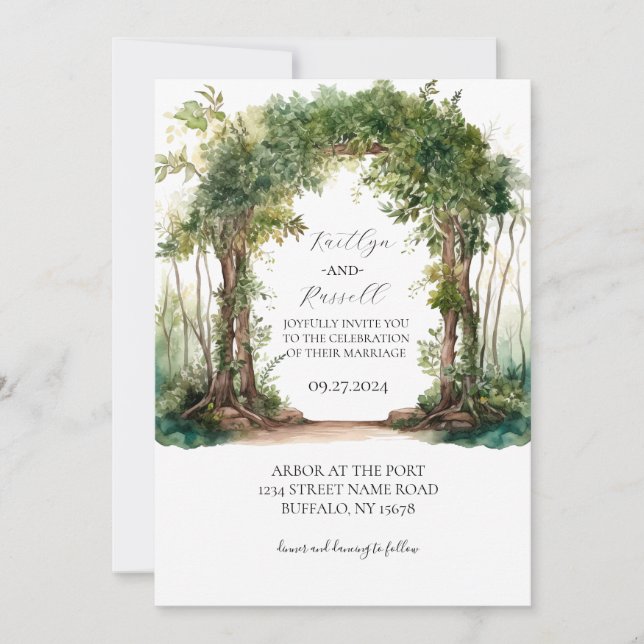 Whimsical Greenery Wedding Invitation (Front)