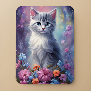 Whimsical Grey Cat in Magical Garden Kitten Magnet
