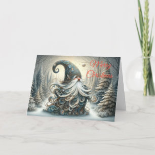 Whimsical Grey Christmas Gnome Greeting Card