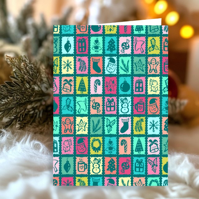 Whimsical Grid Cute Custom Christmas Holiday Card (Whimsical Grid Cute Custom Christmas Holiday Greeting Card
)