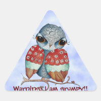 Whimsical Grumpy Owl Funny Stickers