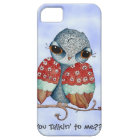 Whimsical Grumpy Owl iPhone 4 Case