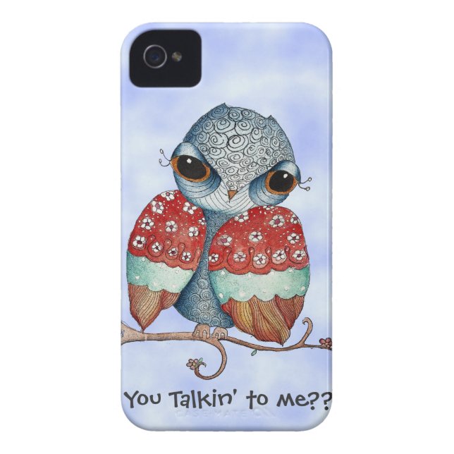 Whimsical Grumpy Owl iPhone 4 Case (Back)