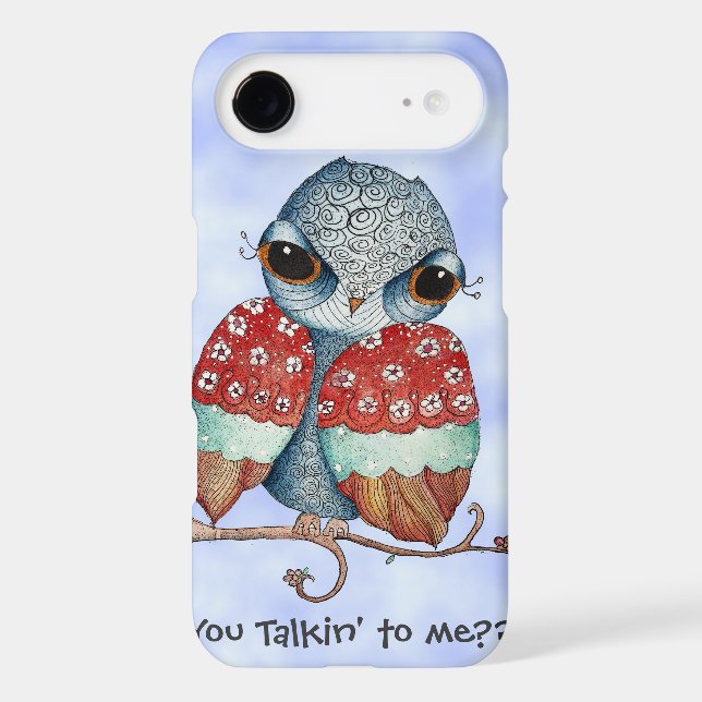 Whimsical Grumpy Owl iPhone 4 Case (Back)