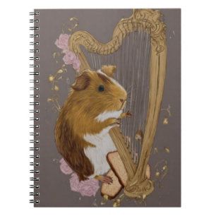 Whimsical Guinea Pig Harp Notebook 