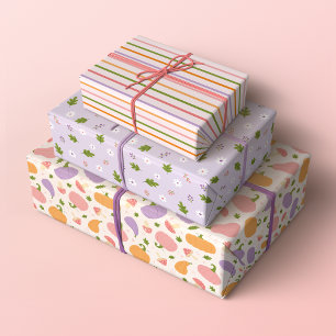 Whimsical Halloween and Fall Patterns Wrapping Paper Sheet