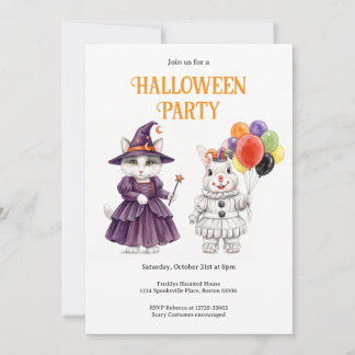 Whimsical Halloween Animals Party Invitation