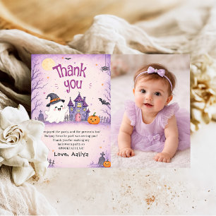 Whimsical Halloween Birthday Party Thank You Card