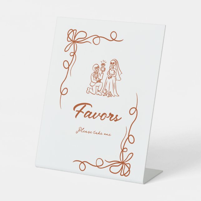 Whimsical Halloween Bridal Shower Favours Pedestal Sign (Front)