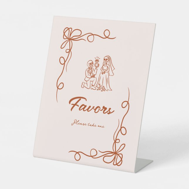 Whimsical Halloween Bridal Shower Favours Pedestal Sign (Front)