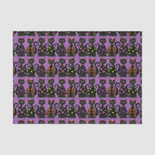 Whimsical Halloween Cats Pattern Tissue Paper