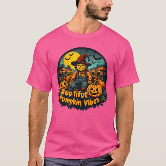 Whimsical Halloween Decor Scarecrow Pumpkins gift T-Shirt (Front)