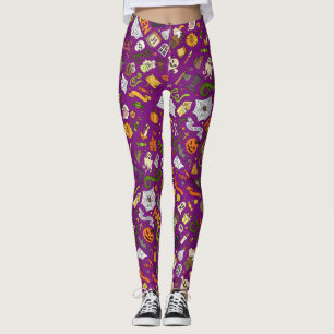 Whimsical Halloween Designs on purple Leggings