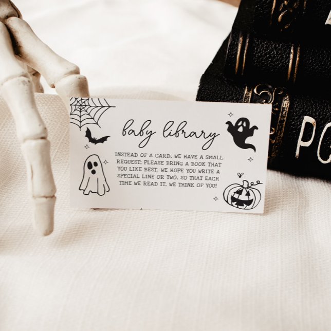 Whimsical Halloween Doodles Baby Shower Enclosure Card (Halloween Baby Library Enclosure Card)