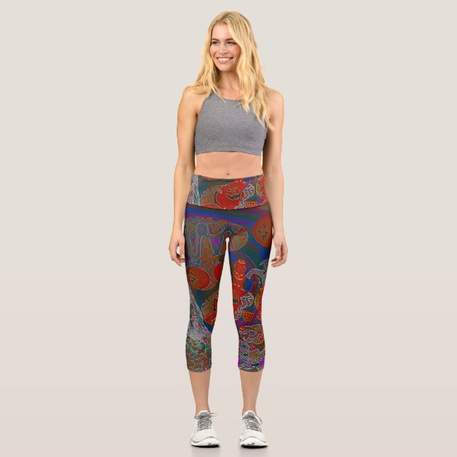 Whimsical Halloween Dreams Capri Leggings (Front)