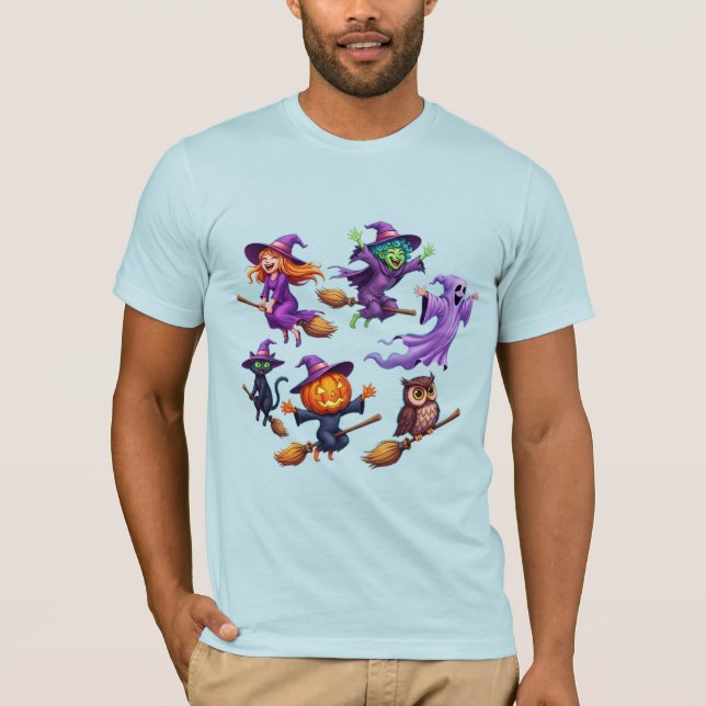 Whimsical Halloween Flying Squad T-Shirt (Front)