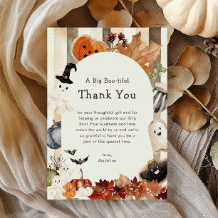 Whimsical Halloween Ghost Pumpkin Baby Shower Thank You Card