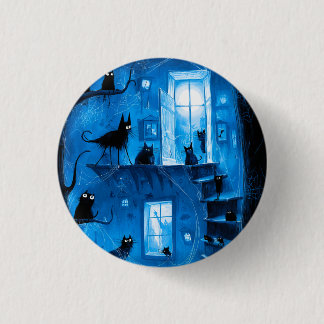 Whimsical Halloween Gothic Spooky Black Cats 3 Cm Round Badge