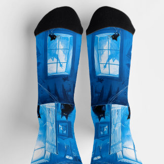 Whimsical Halloween Gothic Spooky Black Cats Socks