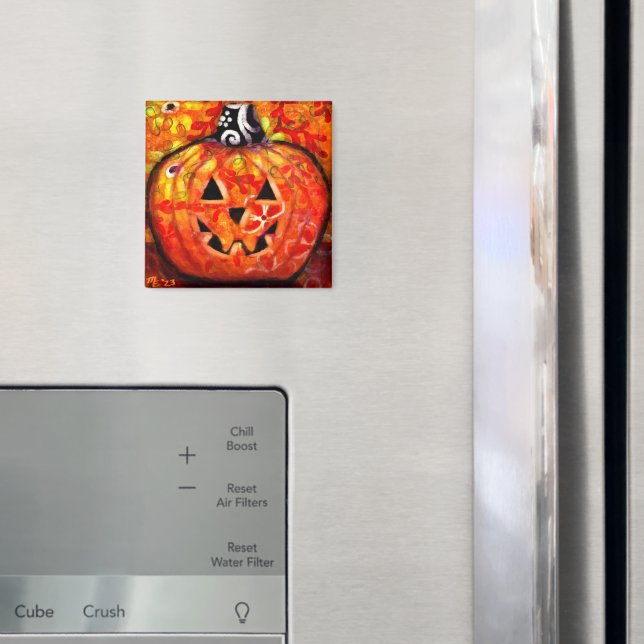 Whimsical Halloween Jack-O-Lantern Abstract  Magnet (In Situ (Fridge))