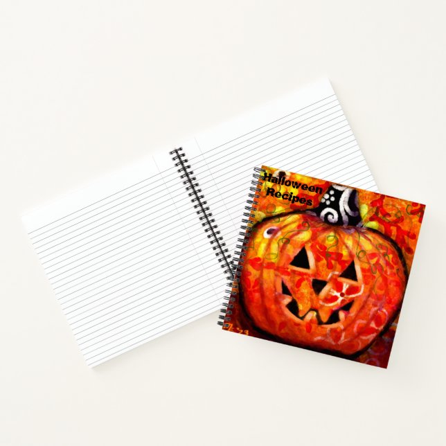 Whimsical Halloween Jack O Lantern Floral Recipe Notebook (Inside)