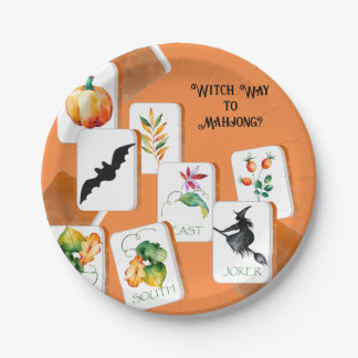Whimsical Halloween Mahjong Tiles  Paper Plate