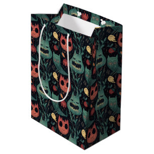 Whimsical Halloween Monsters in Haunted Forest Medium Gift Bag