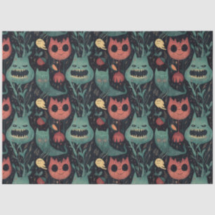 Whimsical Halloween Monsters in Haunted Forest Tissue Paper