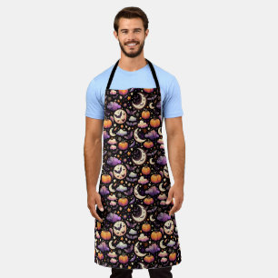 Whimsical Halloween Night Sky Pattern Apron