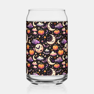 Whimsical Halloween Night Sky Pattern Can Glass