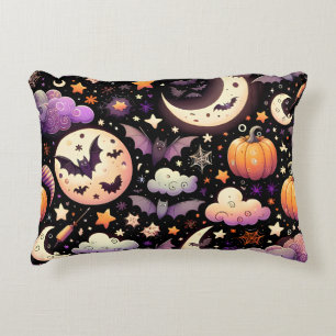 Whimsical Halloween Night Sky Pattern Decorative Cushion