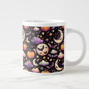 Whimsical Halloween Night Sky Pattern Large Coffee Mug