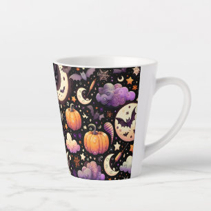 Whimsical Halloween Night Sky Pattern Latte Mug