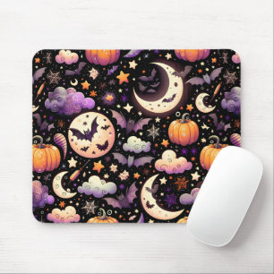Whimsical Halloween Night Sky Pattern Mouse Mat