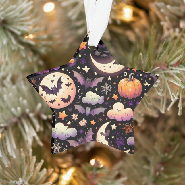 Whimsical Halloween Night Sky Pattern Ornament (Tree)