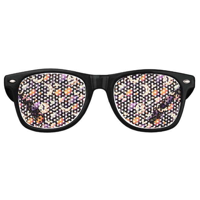 Whimsical Halloween Night Sky Pattern Retro Sunglasses (Front)