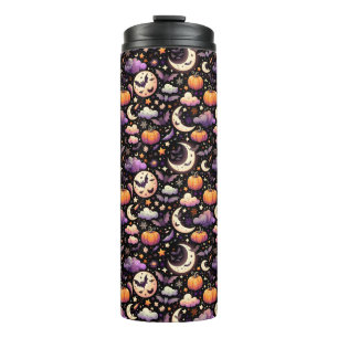 Whimsical Halloween Night Sky Pattern Thermal Tumbler