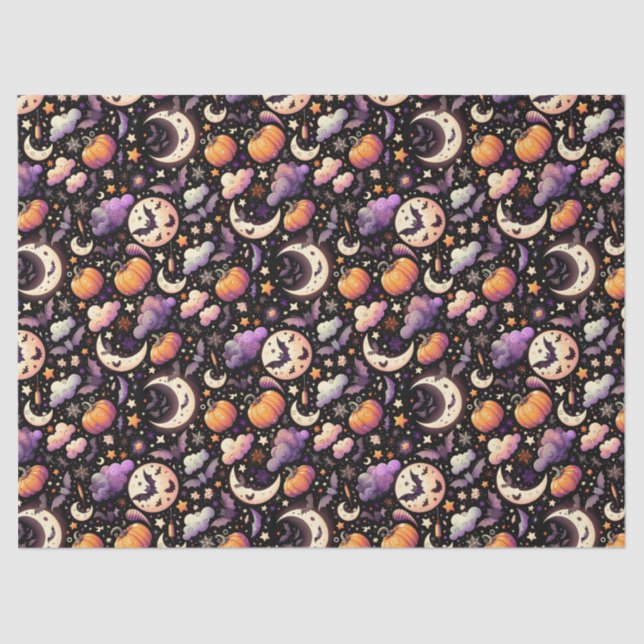 Whimsical Halloween Night Sky Pattern Tissue Paper (Front)