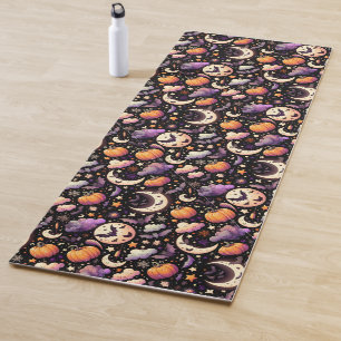Whimsical Halloween Night Sky Pattern Yoga Mat