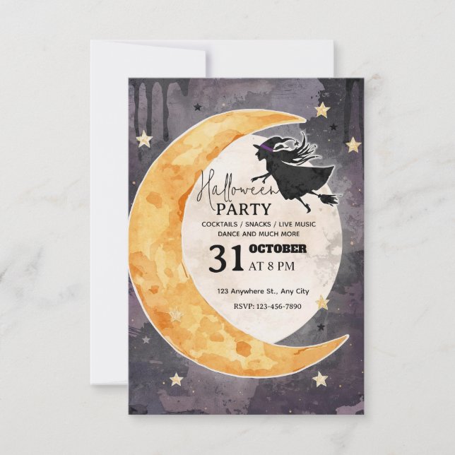Whimsical Halloween Party Invitation – Editable   (Front)